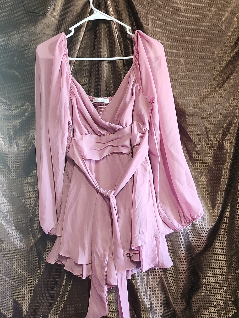 Altar'd State Dusty Rose Chiffon Romper with Waist Tie